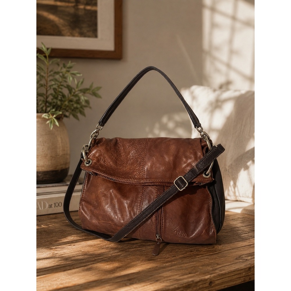 Toro Firenze Brown Leather Convertible Shoulder Crossbody Hobo Bag Italy